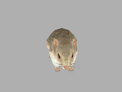 Grey Sand Mous Low Polygon Art  Animal Mouse Low-poly 3D model