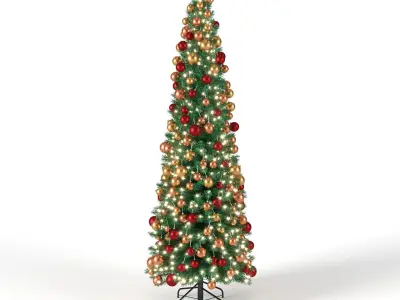 Christmas Tree 6 feet with Balls and Lights 3D model