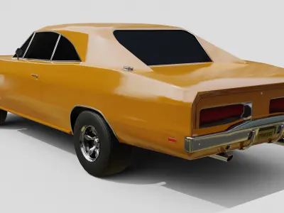 American Muscle Car - Animation and Game-Ready Low-poly 3D model