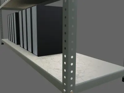 Metal Bookcase with Archives - Files - Books - Estante Low-poly 3D model