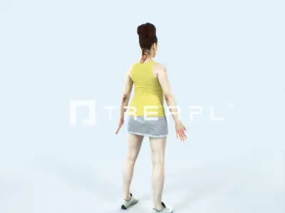 Yearn 01I Animated Rigged Sports Woman Low-poly 3D model