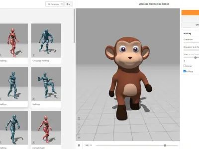 High-Quality 3D Cute Monkey - Animated for Games  Low-poly 3D model