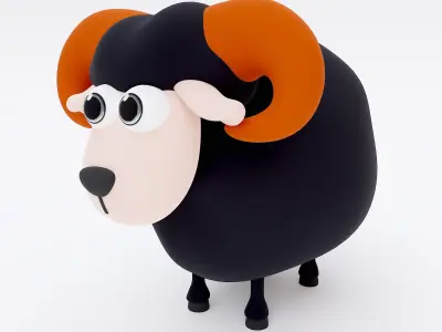 Sheep 3d model cartoon with horns 3D model