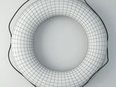 Large Vintage Nautical Orange and White Life Preserver 3D model