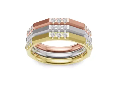 Three Tone Stackable Diamond Band 3D print model