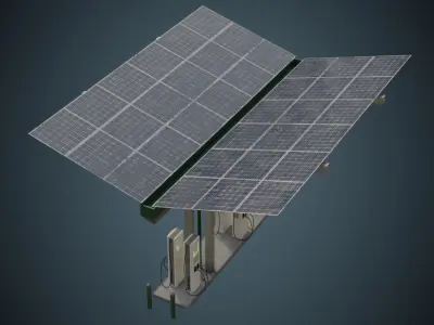 Solar Charging Station 1B Low-poly 3D model