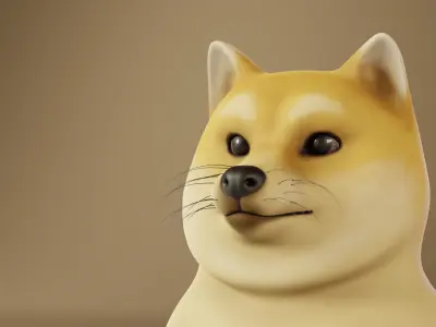 Dog cartoon character Low-poly 3D model