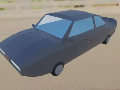 Low Poly Car on road Low-poly 3D model