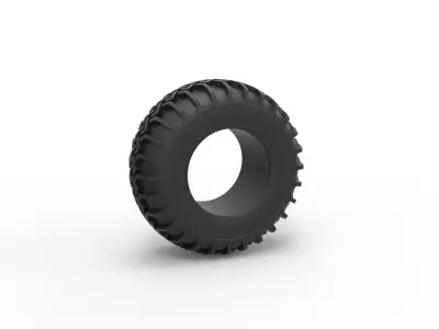 Tire of Uphill Sand Racing Dragster V2 Scale 1 to 25 3D print model