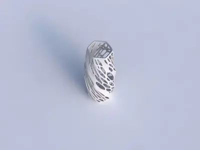 Vase twisted hexagon with organic lattice with solid sides 3D print model