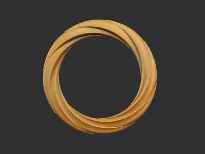golden circular mirror wood frame decoration 3D print model