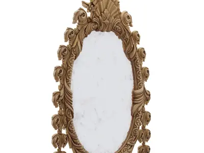 A Queen Anne Stone White Painted Carved Mirror 3D model