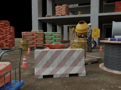 Construction site assets  Low-poly 3D model