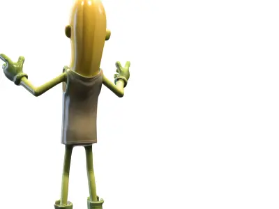 Cartoon Banana Character Low-poly 3D model