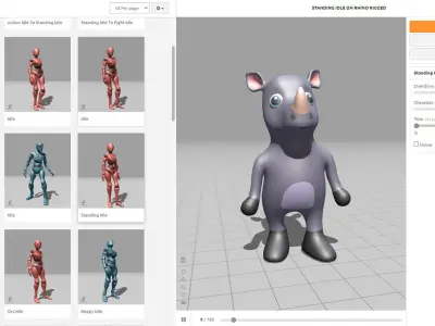 High-Quality 3D Cute Rhino - Animated for Games Low-poly 3D model