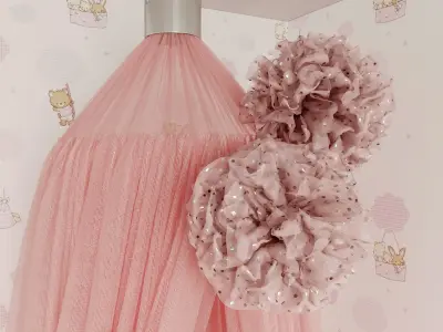 Kids bed with decor 3D model