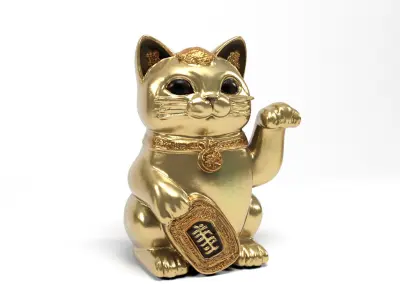 Chinese cat figure Low-poly 3D model