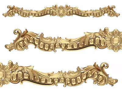Cornice Classic Curtain Low-poly 3D model