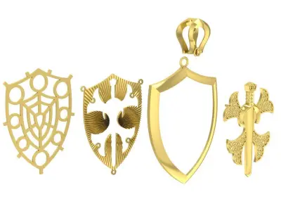 Luxury Shield Cross Pendant Jewelry Design  3352 3D print model