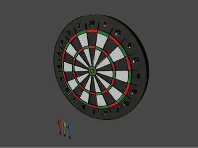 Darts dart board and Low-poly 3D model