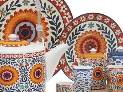 Decorative Tableware Set 02 Low-poly 3D model