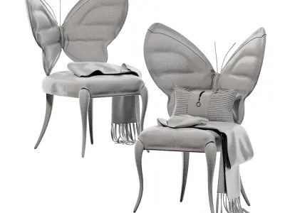 Modern light luxury butterfly dining chair Lounge chair-cr 3D model