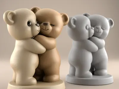 Cute Bear Hugs 3D STL File for Printing 3D print model