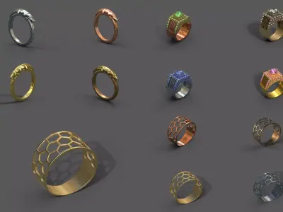 High-Quality 3D Ring Model Pack 8 Low-poly 3D model
