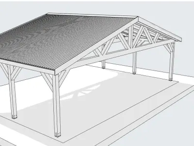 6x9 m wooden carport 3D model
