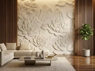 modern panel wall decor set wall relief mural CNC 150 3D model