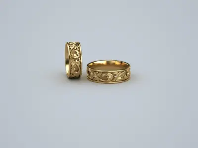 Wedding ring with ornament 3D print model