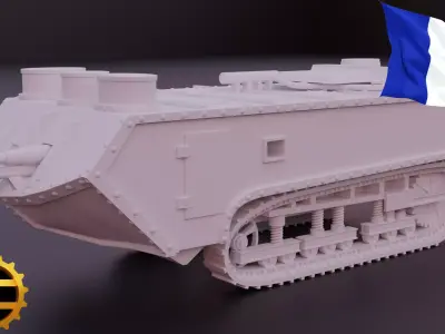Saint-Chamond WW1 tank 3D print model