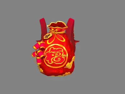 cartoon lucky bag - Chinese style backpack decoration Low-poly 3D model