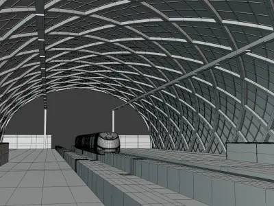 Elevated monorail station III 3D model