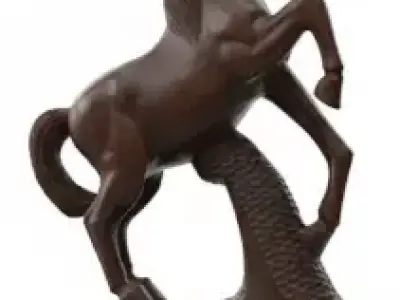 Luxury Wooden Horse Statue   Brown Decorative Stallion PBR 3D model