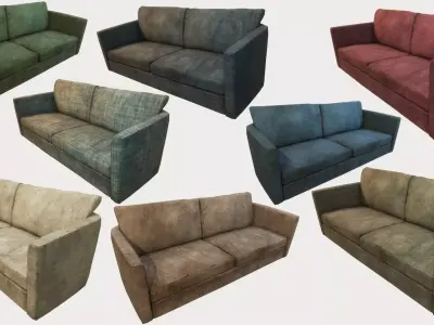 Old Dirty Couches PBR Low-poly 3D model