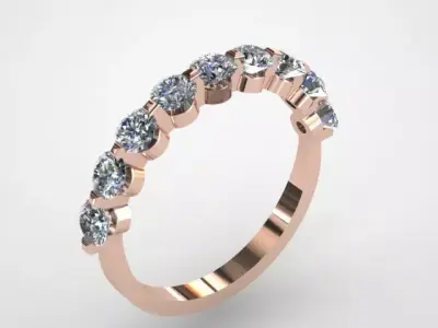 Engagement ring with round diamond  3D print model
