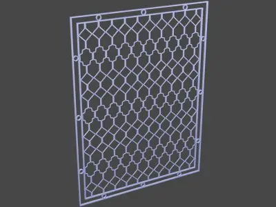 3D Purple Steel Window Trellis Ornaments 3D model