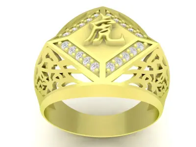 Luxury Chinese Tiger Character Mens Ring 3D Jewelry Model 3753 3D print model