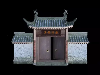 Ancient Chinese style wall entrance 3D model