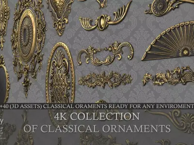 4K 3D ASSETS OF CLASSICAL ORNAMENTS  Low-poly 3D model