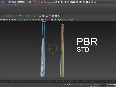 baseball bat wood and steel Low-poly 3D model