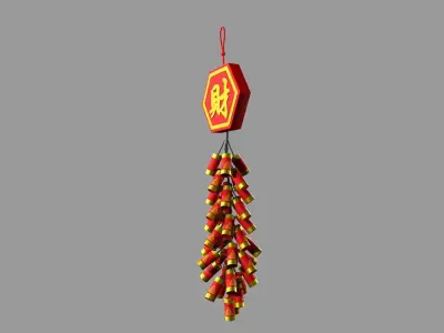 New Year Firecracker  Low-poly 3D model