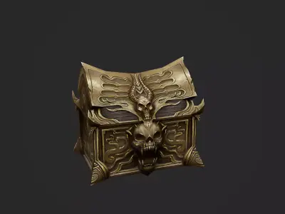 Demonic Treasure Chest Dark Ritual Treasure Box Low-poly 3D model