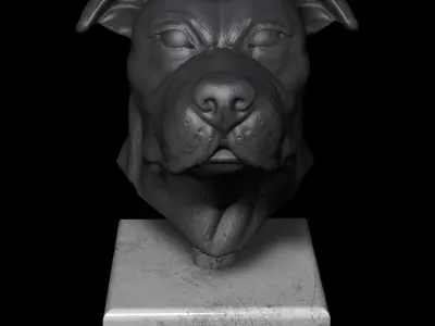 American Bulldog Head Portrait STL-3D Printing File High Polygon 3D print model