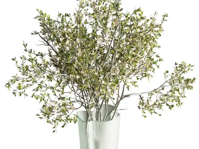 Flowering branches in a Frosted glass vase - Bouquet 82  Low-poly 3D model