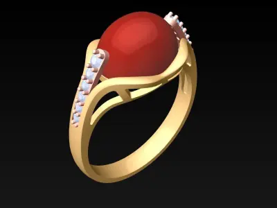 Oval stone ring - Womens  Rings - N719421 3D print model