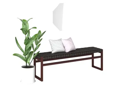 Entry Table C - Leather and Timber Low-poly 3D model