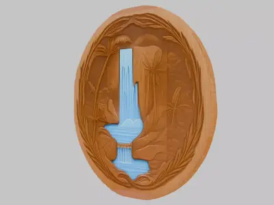 Wooden Carved Emblem Low-poly 3D model