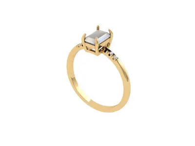 Emerald Solitaire Ring 3D print model